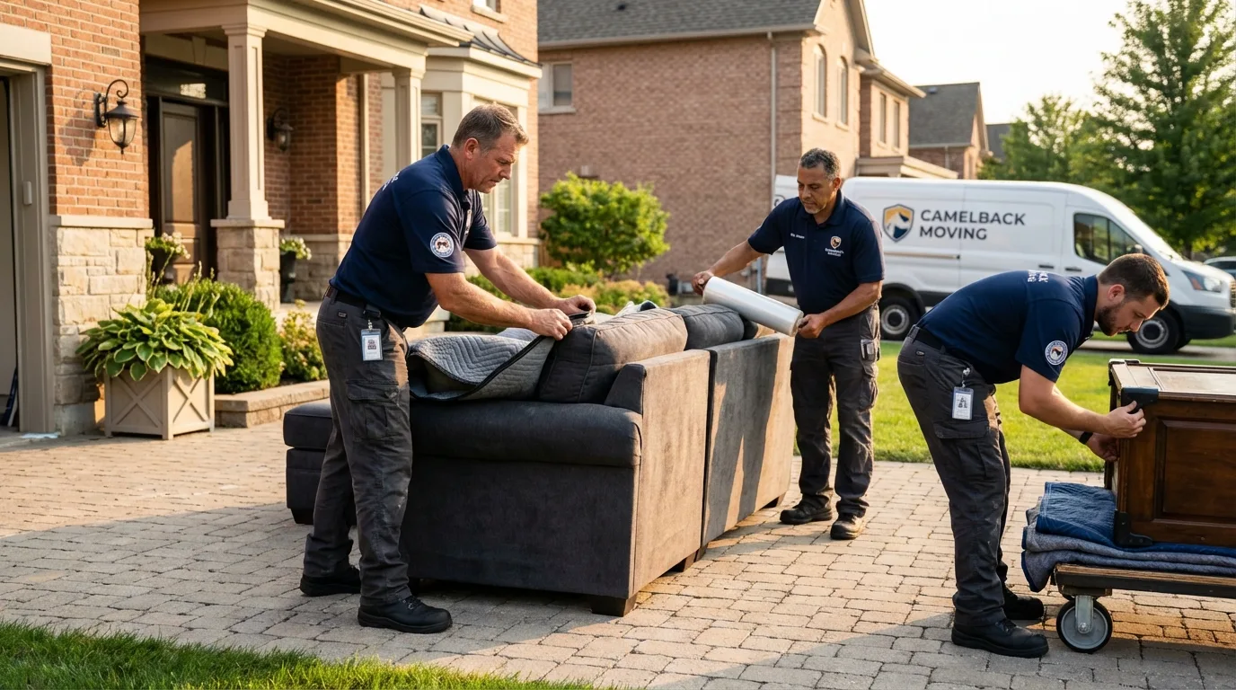 Large estate moving crew wrapping furniture in Fruitland, ID